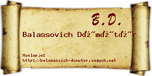 Balassovich Dömötör névjegykártya
